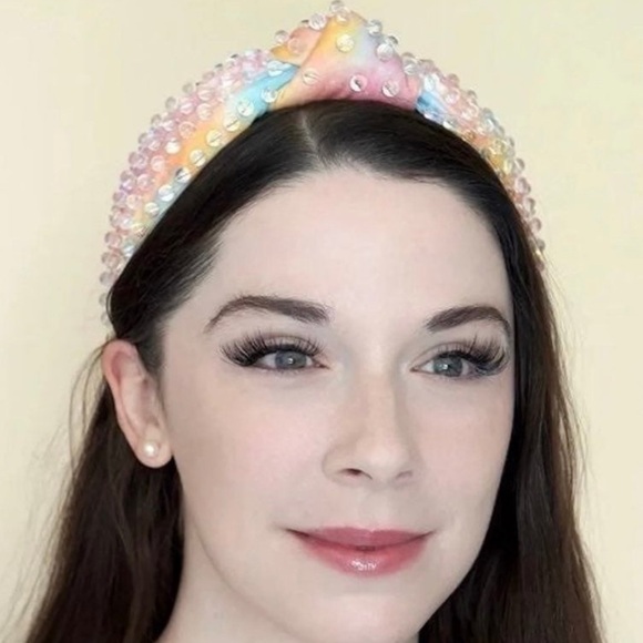 NWT LA Bella Rainbow Iridescent Headband with Glass Beads - Picture 12 of 12